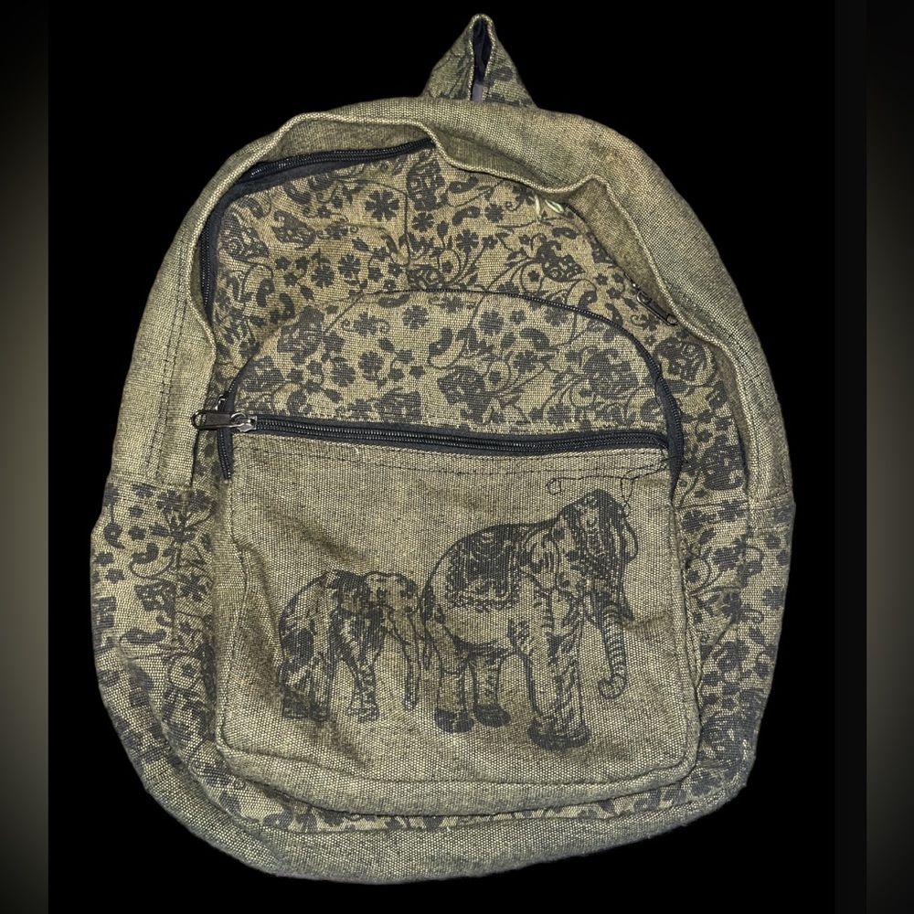 Green and black “hippie” backpack